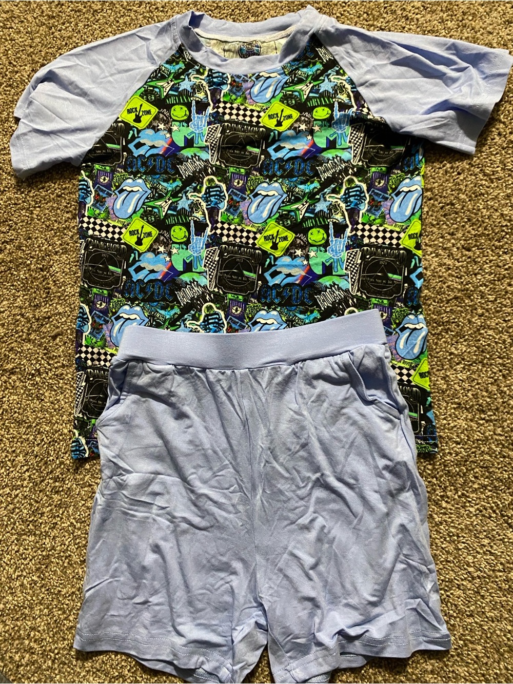 6/7 bamboo daywear short set (bands print) NWOT
